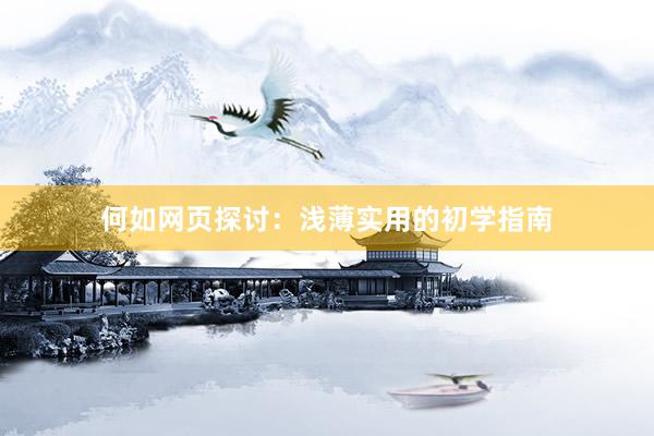 何如网页探讨：浅薄实用的初学指南